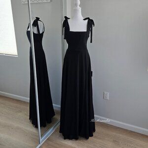 Lulus Black Chiffon Maxi Dress Small New With Tags Love Me Forever $99 A-Line